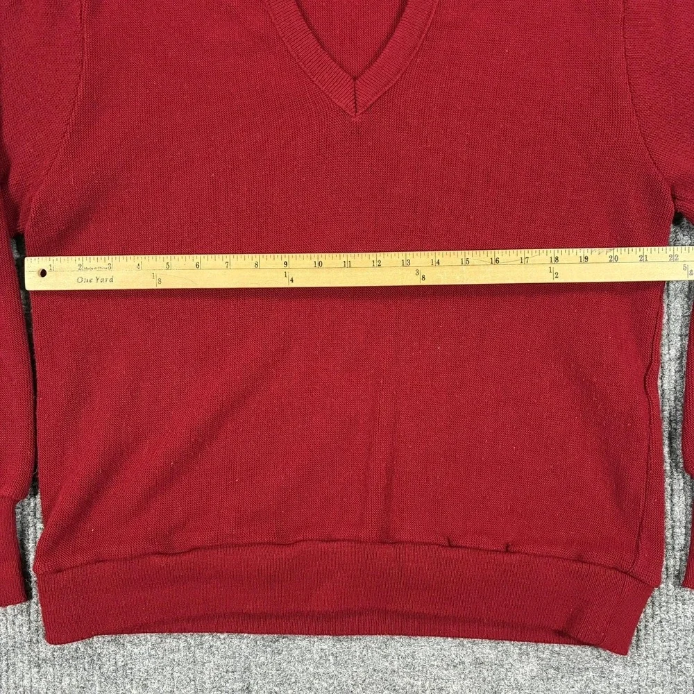 Vintage Jantzen Sweater Mens Large Red V Neck Knit Made USA 80s 90s